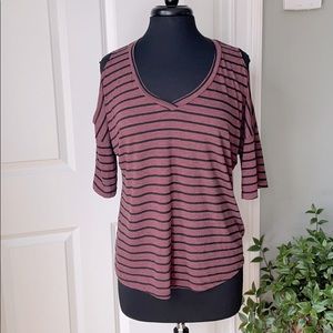 STATESIDE Short Sleeve Cold Shoulder Top Sz M